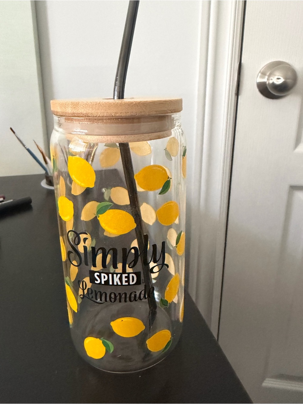 LIMITED EDITION Simply Spiked Lemonade Glass Jar with Wooden Lid